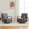 30.3"W PU Upholstered 360° Swivel Accent Chair with Solid Wood Armrests, Channel Tufted Lounge Reading Single Sofa Armchair for Bedroom - 3 of 4
