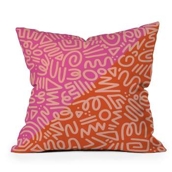 16"x16" Amber Young Color Block Doodle Square Throw Pillow Pink - Deny Designs