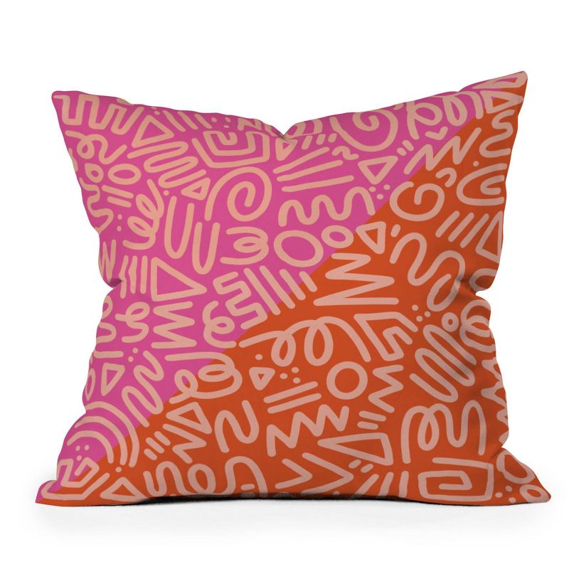 16&#34;x16&#34; Amber Young Color Block Doodle Square Throw Pillow Pink - Deny Designs, 1 of 6