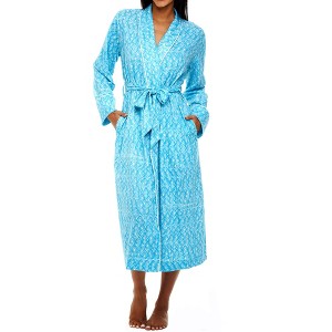 ADR Womens Soft Cotton Knit Jersey Lounge Robe with Pockets, Long Bathrobe - 1 of 4