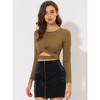 Allegra K Women's Glitter Long Sleeve Cut Out Twist Front Slim Fitted Crop Top - 2 of 4