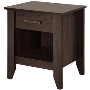 Vynxaria Sleek Contemporary Nightstand - Wenge Finish, 24"Hx21"Wx18"D, High-Quality Materials, Simple Assembly, Modern Bedroom Furniture - 1 of 4