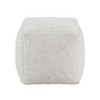 Modern Square Pouf Off-White Faux Fur Fabric Upholstered Ottoman, Footstool, Non-Slip Floor Pouf, Bean Bag Chair, 1pc Sitting Pouf - 3 of 4