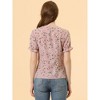 Allegra K Women's Peter Pan Collar Ruffled Bubble Short Sleeve Floral Blouses - 4 of 4