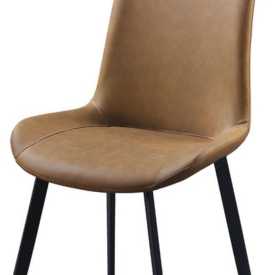 Abiram Brown Faux Leather and Metal Side Chair Set