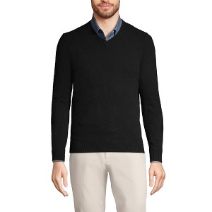 Lands' End Men's Fine Gauge Cashmere V-neck Sweater - 1 of 4