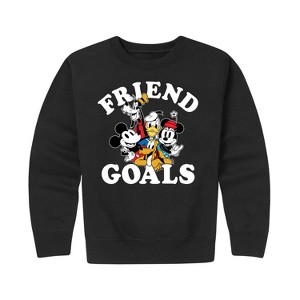 Boys' - Disney - Mickey And Friends Friend Goals Graphic Long Sleeve Fleece Sweatshirt - 1 of 4