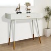 eHemco Euro Console Sofa Table with Drawer and Bamboo Legs for Hallway and Living Room, White and Dark Oak - 2 of 4