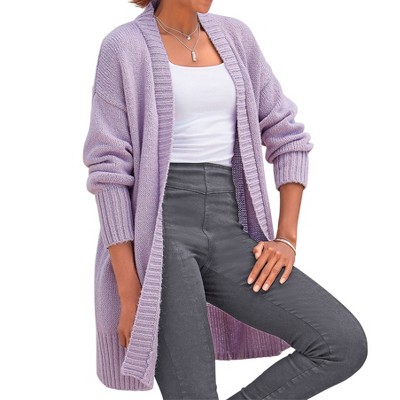 Women's Ribbed Hem Long Cardigan - LASCANA