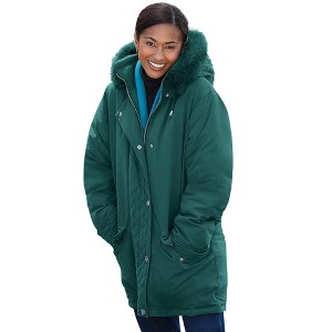 Woman Within Women's Plus Size Faux Fur Down Parka Coat - 1 of 4