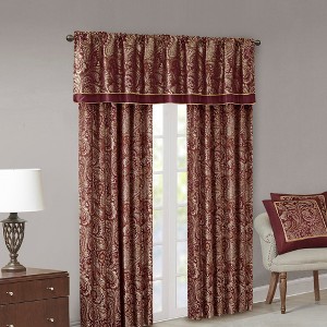 MAYEERTY 50x18" Jacquard Window Valance Navy - 1 of 4