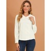 INSPIRE CHIC Women's Peter Pan Collar Crochet Trim Long Sleeve Work Office Blouse - 3 of 4