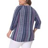 Agnes Orinda Women's Plus Size V Neck 3/4 Sleeve Knit Stripe Boho Casual Blouses - 4 of 4