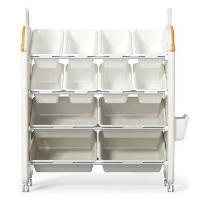 SKONYON 2-IN-1 Kids Bookshelf & Toy Organizer with Removable Bins, BPA-Free Plastic
