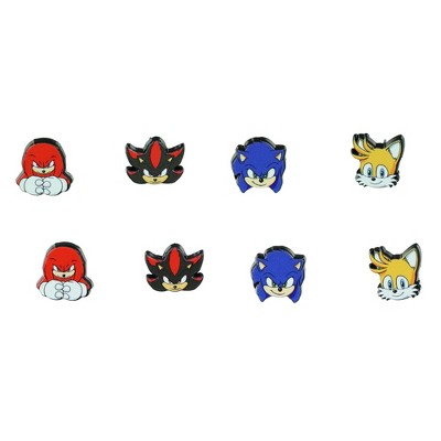 Sonic The Hedgehog 3 Earrings 4-Pair Character Design Stud Jewelry Earring Set Multicolored