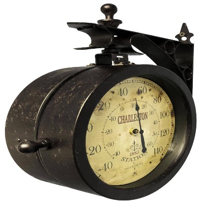 Charleston 12" Dual-Faced Brown Metal Wall Clock