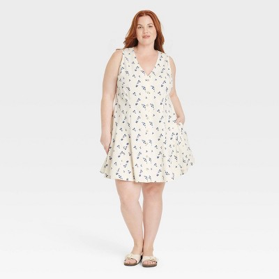 Women's Button-Front Godet Mini A-Line Dress - Universal Thread™