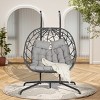 Double Patio Swing Egg Chair With Stand,Wicker Hanging Basket Chair With UV Resistant Cushions,Hammock Chair -Maison Boucle - 2 of 4