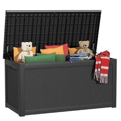 VisioGear Deck Boxes, 260 Gal Outdoor Storage Deck Box, Small Patio Storage Bin for Garden Tools, Black, 67.72"*32.20"*33.66"
