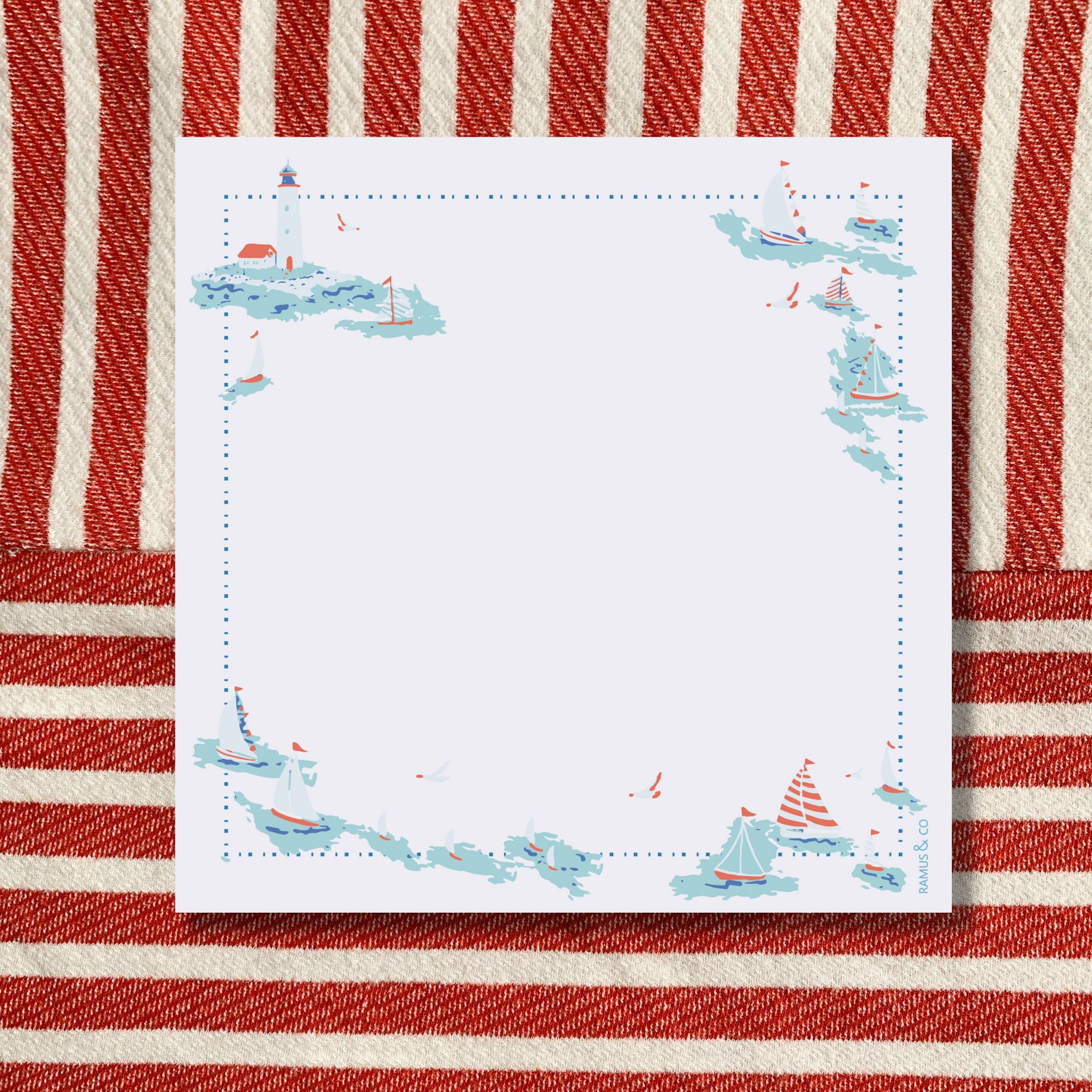 Sea Days 6" x 6" Square Notepad by Ramus & Co (100 Heavyweight Tear-Off Sheets)
