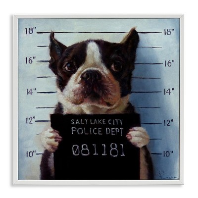 Stupell Industries Boston Terrier Jail Convicted Mugshot, 24" x 24"