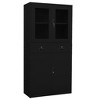 vidaXL Industrial Steel and Tempered Glass Office Cabinet | Black Color | 3 Adjustable Shelves and 2 Drawer Storage | 35.4x15.7x70.9 Size - 2 of 4