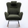 Modern Nursery Rocking Chair Soft Upholstered Teddy Rocker Accent Armchair With Pocket High Backrest - 2 of 4