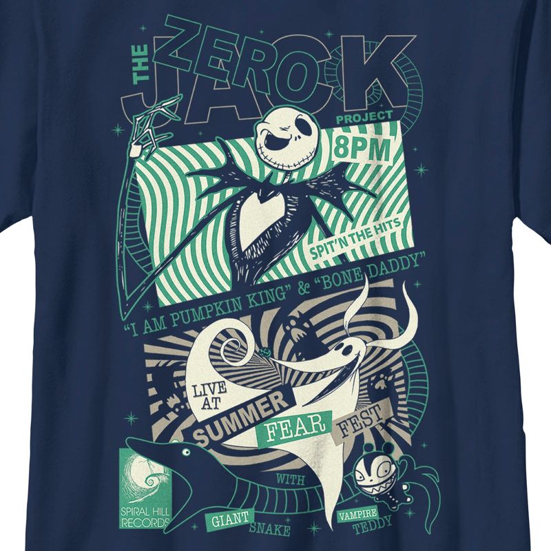 Boy's The Nightmare Before Christmas Jack and Zero Fest Poster T-Shirt, 2 of 5