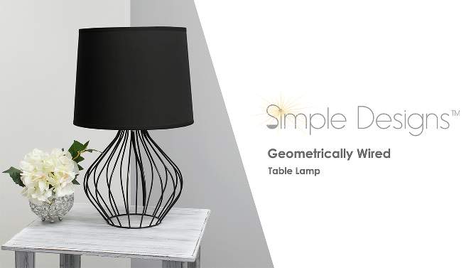 Geometrically Wired Metal Table Lamp with Fabric Shade - Simple Designs, 2 of 10, play video