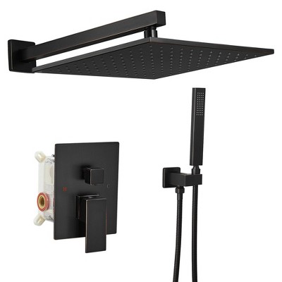 10 Inch Square Bathroom Shower Combo Set In Polished Chrome
