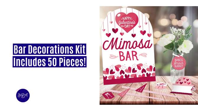 Big Dot of Happiness Happy Galentine's Day - DIY Valentine's Day Party Mimosa Bar Signs - Drink Bar Decorations Kit - 50 Pieces, 2 of 10, play video