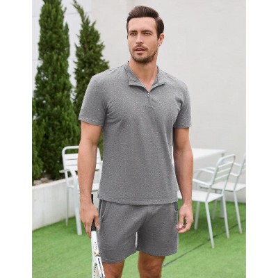 WhizMax Men's Polo Shirt and Shorts Set Short Sleeve Zip 2 Pieces Outfits Summer Suit Casual Athletic Tracksuit