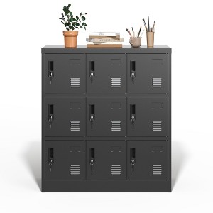 9 Doors Metal Storage Cabinets with Keys, Card Slot Lockers for Employees, Employee Lockers, Metal Locker Organizer for Home School Office Gym Garage - 1 of 4