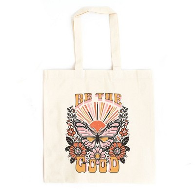 City Creek Prints Be The Good Retro Canvas Tote Bag - 15x16 - Natural