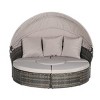 Outdoor Furniture Patio Round Daybed With Canopy, Chaise Lounges With Soft Cushions, Chaise Lounges For Outdoor With Storable Table-Cuddlewood - 3 of 4