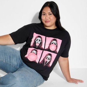 Women's Scream Bubble Boyfriend Short Sleeve Graphic T-Shirt - Black - 1 of 3