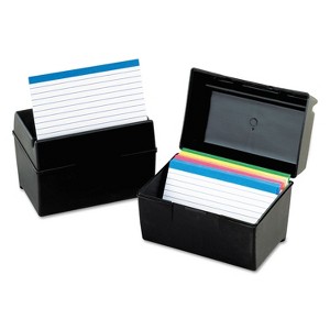 Oxford Plastic Index Card File 400 Capacity 6 1/2w x 4 7/8d Black 01461 - 1 of 3