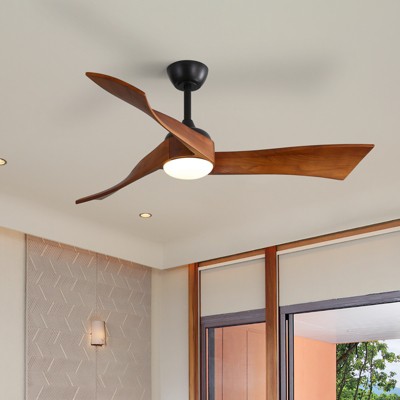Walnut Wood Ceiling Fans with Lights and Remote Noiseless Reversible DC Motor 3 Blades for Farmhouse Patio Living Room Bedroom Office Indoor Outdoor