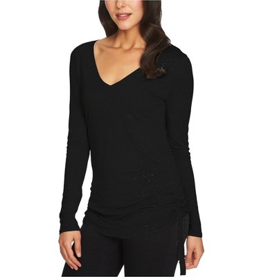 1.STATE Womens V-Neck Ruched-Side Basic T-Shirt