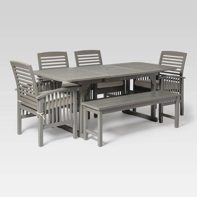 6pc Classic Outdoor Patio Dining Set Gray Wash - Saracina Home