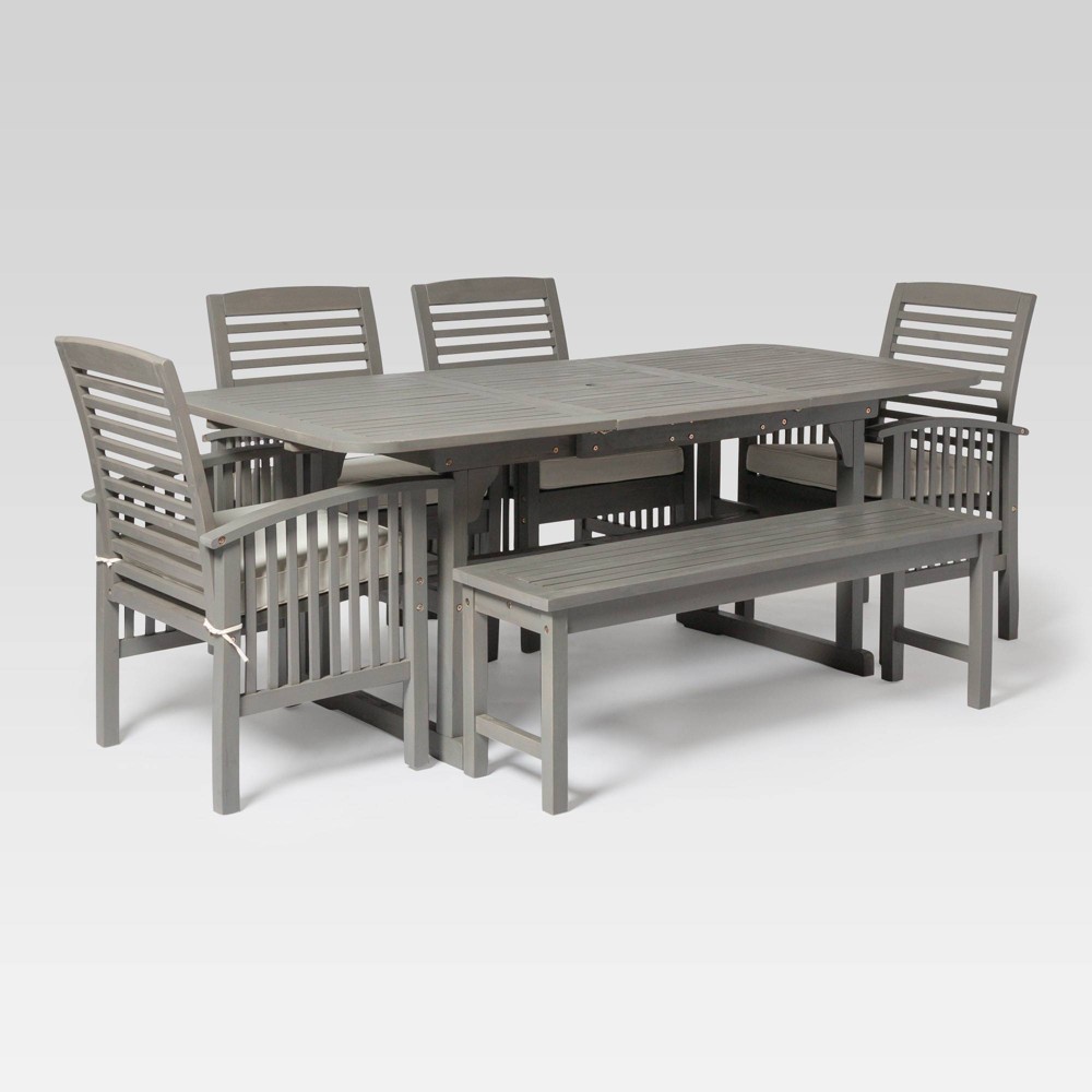 6pc Classic Outdoor Patio Dining Set Gray Wash Saracina Home