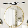 DOMETOUR 35' Modern Minimalist LED Bathroom Vanity Light, 5 Bulb Crystal Sand Acrylic Shades, Wall Mounted Fixture, Suitable for Mirror (Black) - 3 of 4