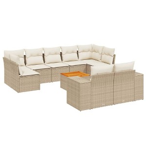 vidaXL Garden Sofa Set Beige Poly Rattan Large Modular Garden Sofa Set - 1 of 4