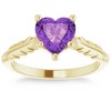 Pompeii3 7mm Amethyst Solitaire Heart Shape Leaf Accent Ring in 14k White or Yellow Gold - image 4 of 4