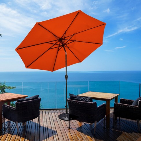 Costway 10ft Patio Solar Umbrella Led Patio Market Steel Tilt W/crank  Outdoor Orangeblue New : Target