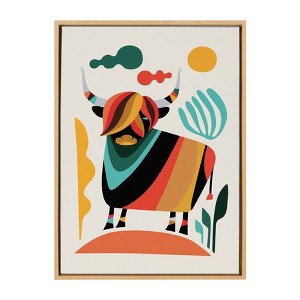 Sylvie Cow Framed Canvas by Rachel Lee Natural - Kate & Laurel All Things Decor - 1 of 4