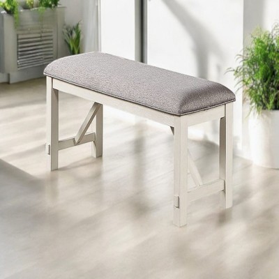 Alilang 50.00 inch Upholstered Bench with Padded Seat and White Wooden Frame-Antique White