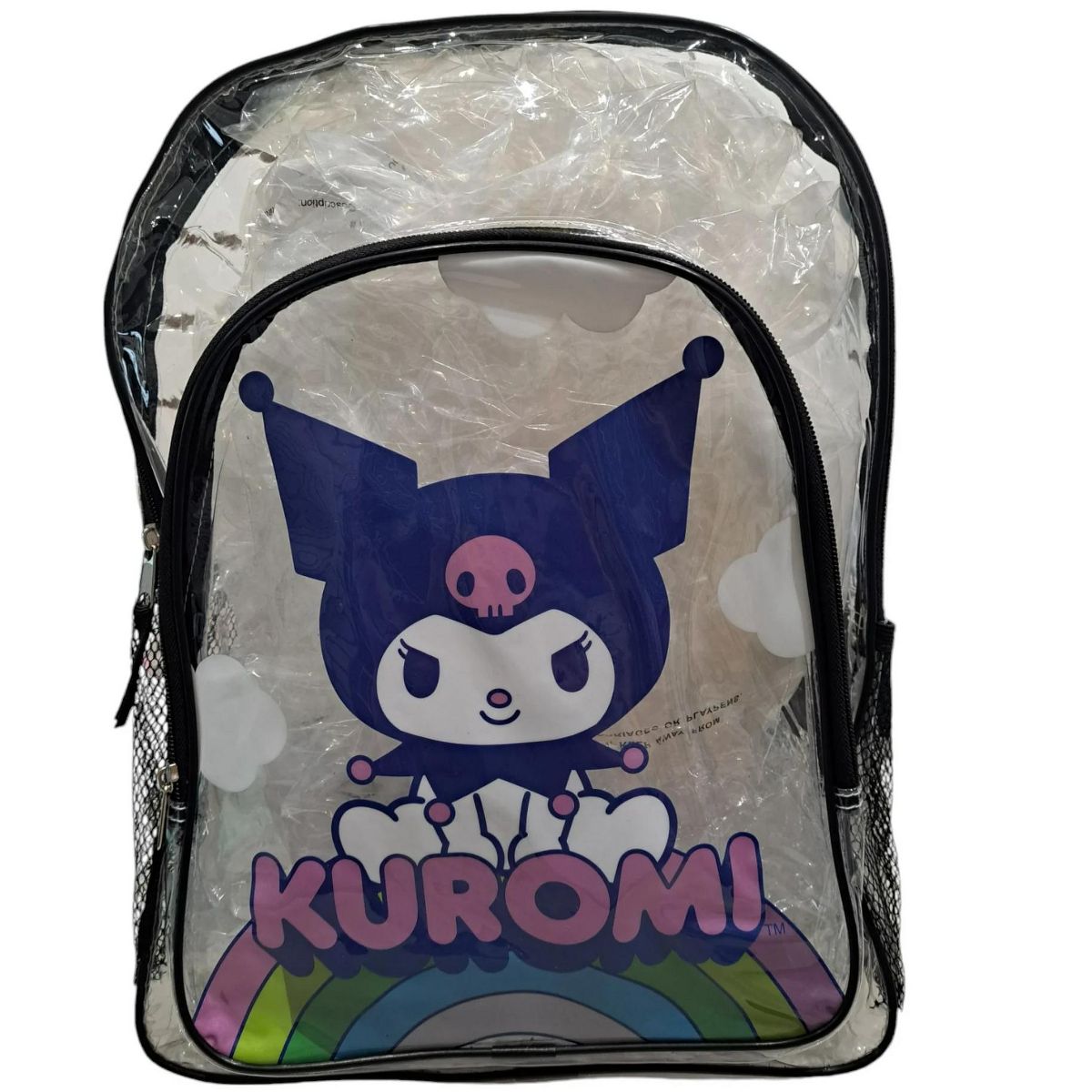 Hello Kitty 16" Kuromi Transparent Backpack with Front pocket, Black & Clear - thumbnail 2