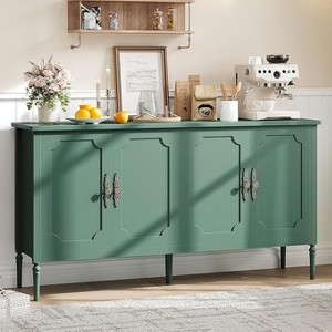 Modern 59" Buffet Cabinet with 4 Doors & Adjustable Shelves - Black Credenza Storage Sideboard for Dining Room, Kitchen, Living Room - 1 of 4