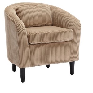 NicBex Corduroy Barrel Accent Chair,Upholstered Living Room Chairs with Curved Backrest and Pillows,Cozy Armchair,Accent Chairs for Living Room - 1 of 4